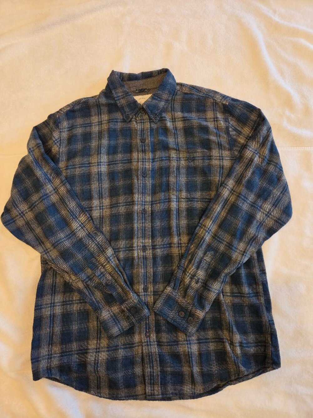 Weatherproof Vintage Shirt Men's Large Blue Plaid Flannel Button Down Casual